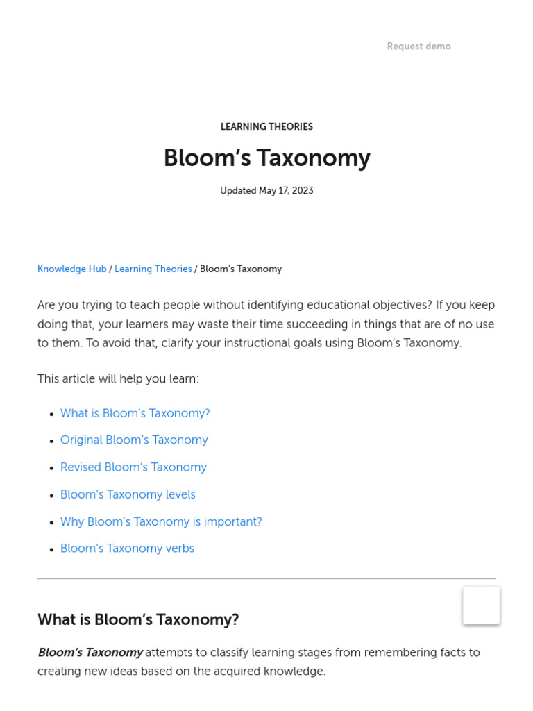 Understanding Bloom's Taxonomy Verbs | PDF | Learning | Concept