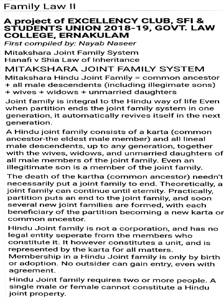 Joint Family Notes PDF Social Institutions Kinship And Descent