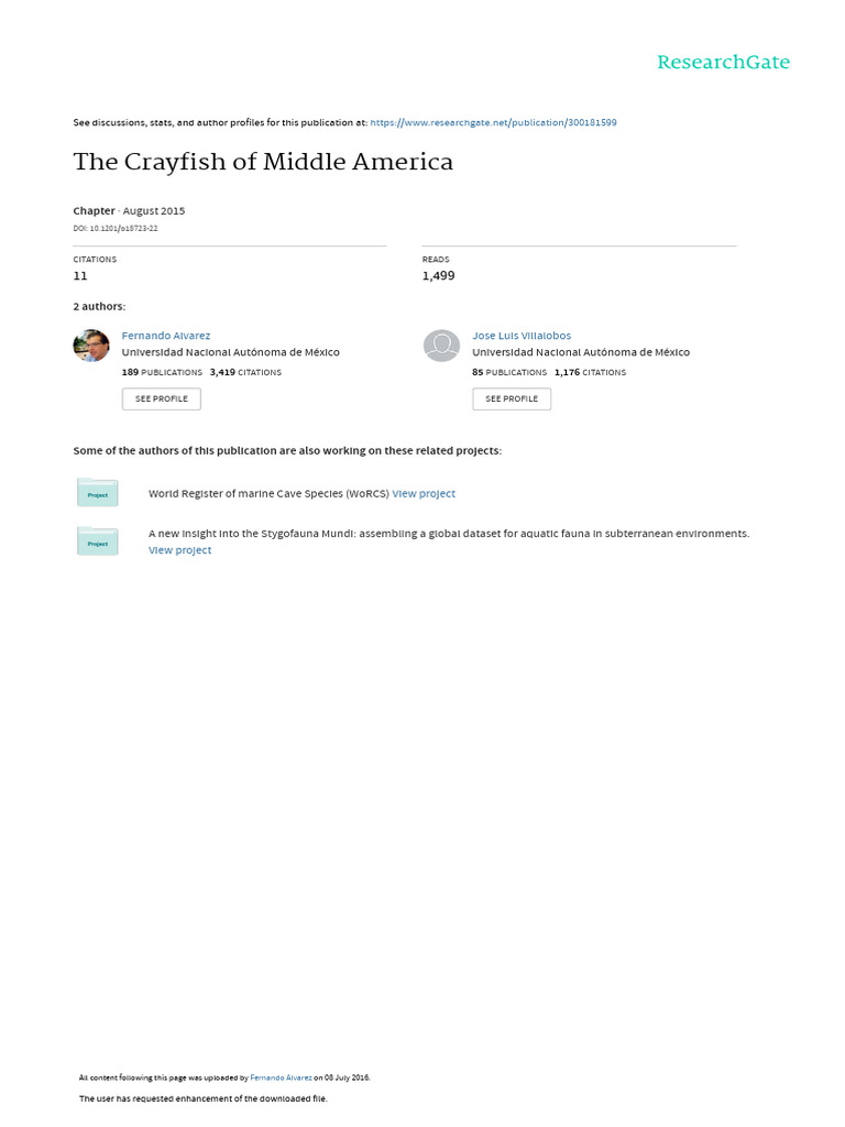 2015 The Crayfish of Middle America | PDF | Endangered Species | Mexico