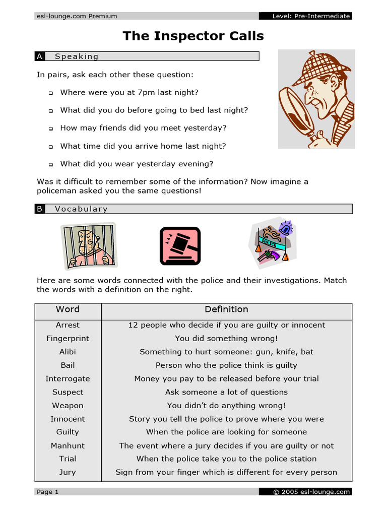2l5 inspector calls sample pdf arrest police