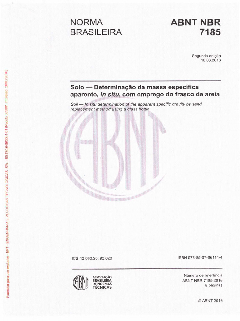 Abnt NBR 7185 - 2016 | PDF