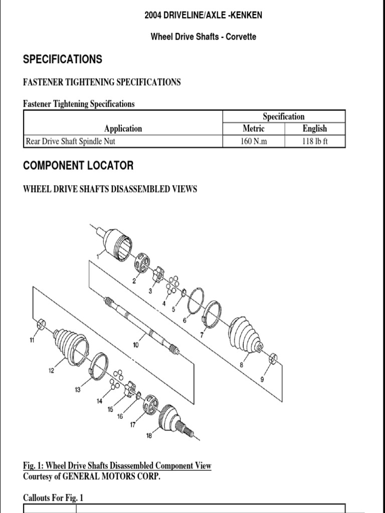 Corvette C5 2004 Service Manual Axle Shafts Rear PDF Axle