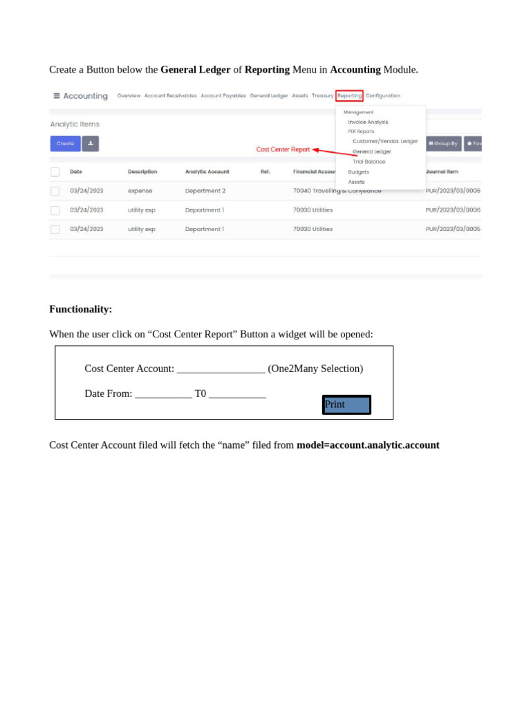 Cost Center Report Button in Accounting | PDF | Computers