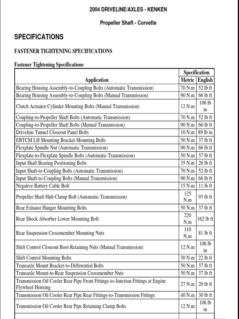 Corvette C5 2004 Service Manuals Drive Shafts PDF Axle Manual