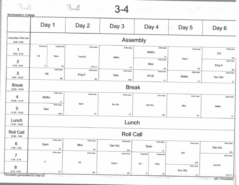 3 4 timetable pdf