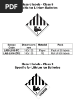 Printable UN3480 and UN3481 Labels | PDF | Chemistry | Chemical Elements