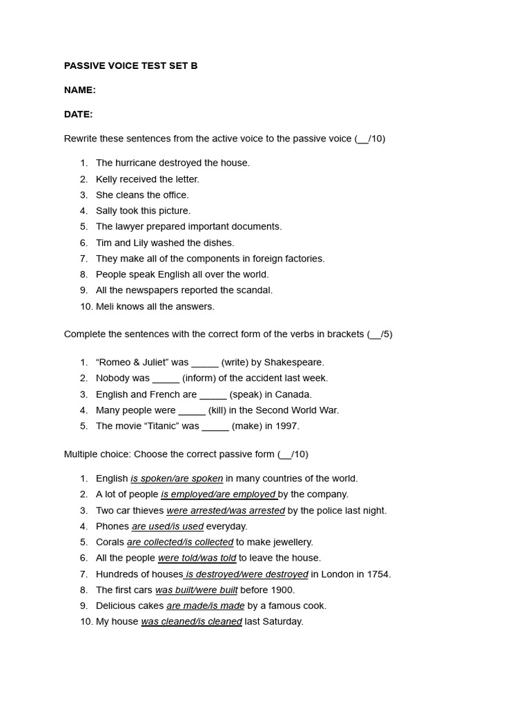 Passive Voice Practice Exercises | PDF | Foreign Language Studies | Art