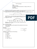 Activity No. 3 Subtraction of Integers