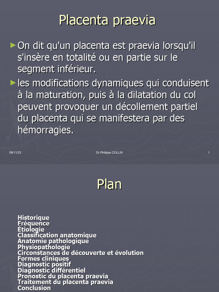 Classification du placenta praevia | PDF | Utérus | Accouchement