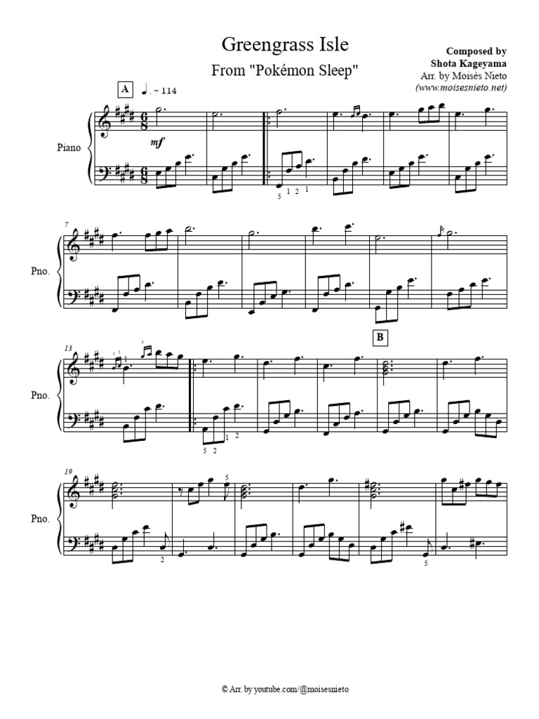 Greengrass Isle (POKEMON Sleep) - Piano Arr. by Moises Nieto | PDF