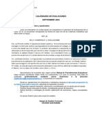 Calendario de Evaluciones Septiembre 2023: Estimados (As) Padres, Madres y Apoderados