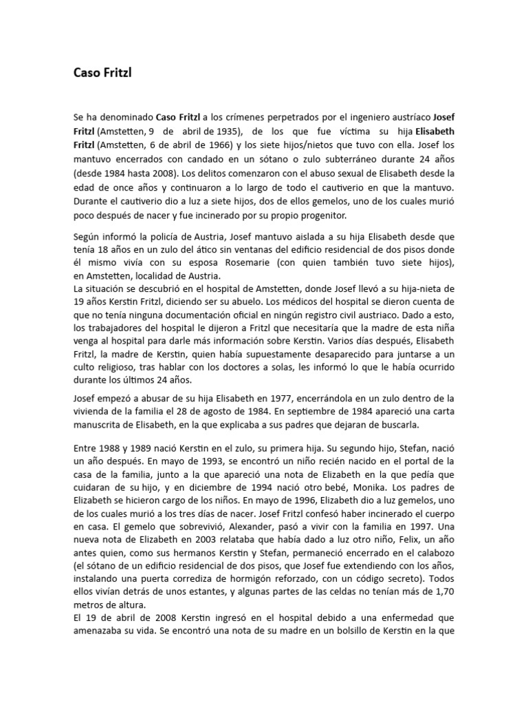 Caso Fritzl PDF Violencia