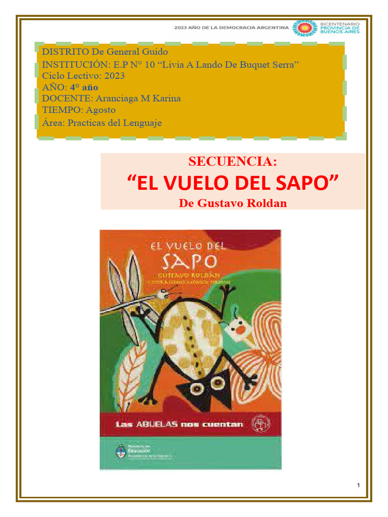 Sec Pdl 4 El Vuelo Del Sapo Pdf Narración Autor