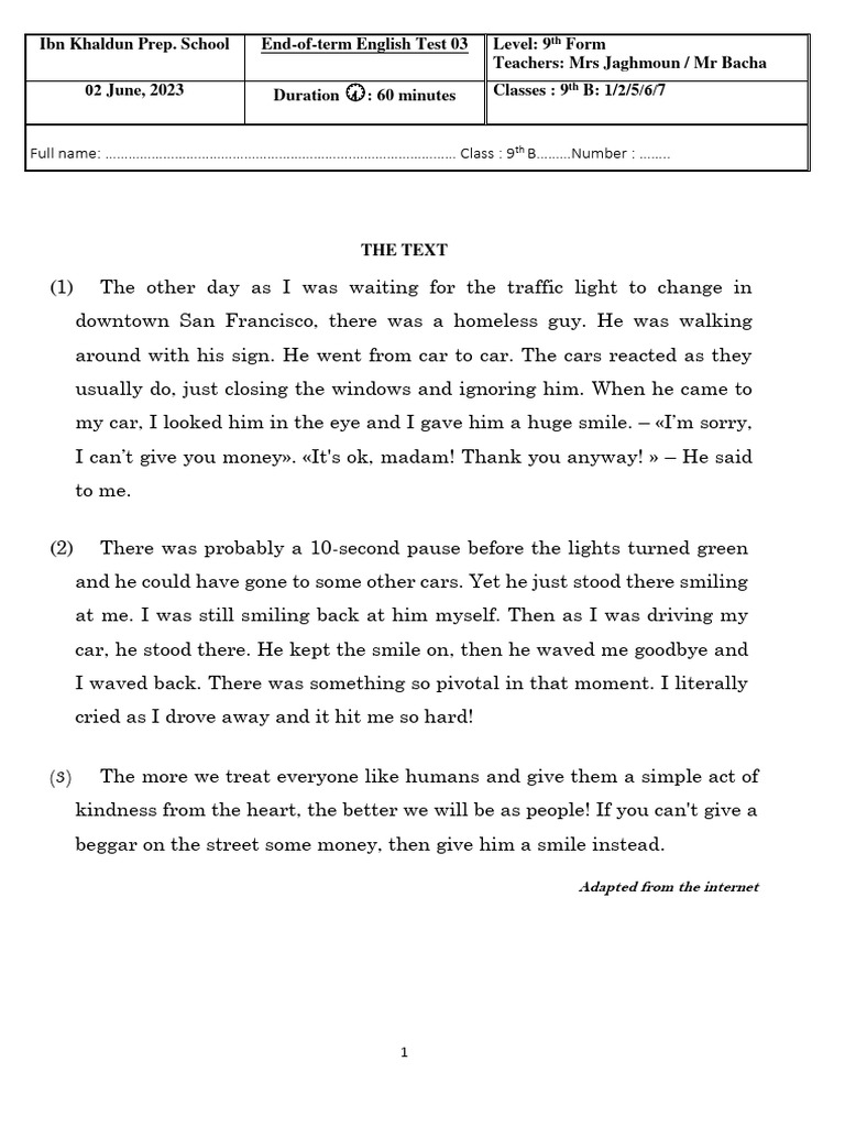 Full Term Test 3 2023 | PDF