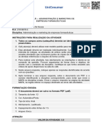 Mapa ADMINISTRAÇÃO E MARKETING DE EMPRESAS FARMACÊUTICAS