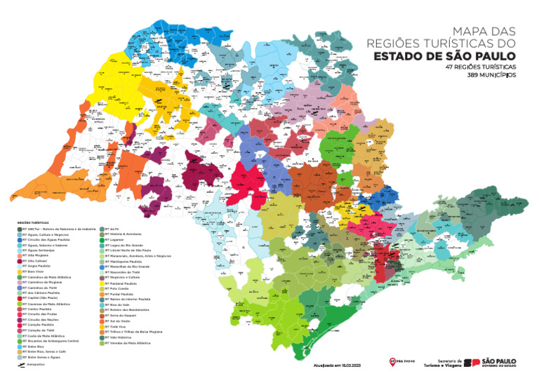 Mapa Das Regiões Turísticas Do Estado de São Paulo - Versão Oficial | PDF