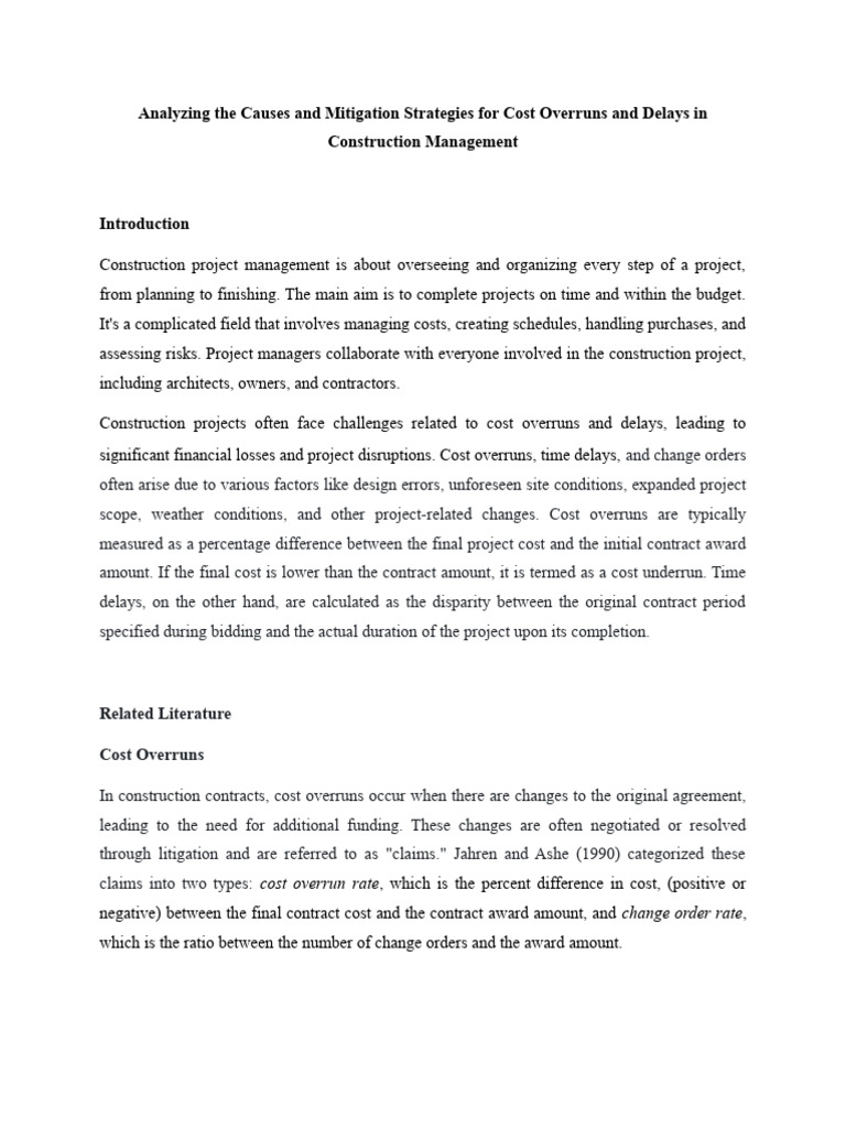 Cost Overruns and Delay | PDF | Economies | Business