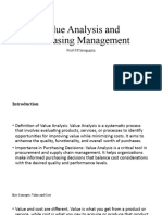 Value Analysis and Purchasing Management