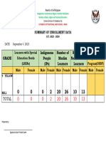 9 YELLOW BELL SUMMARY OF eNROLLMENT DATA