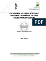 Programa de Prevencion de Lesiones Osteomusculares Colegio Montessori