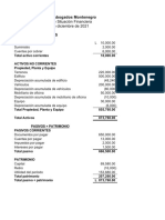 Estado de Situación Financiera Al 31 de Diciembre de 2021: Bufete de Abogados Montenegro