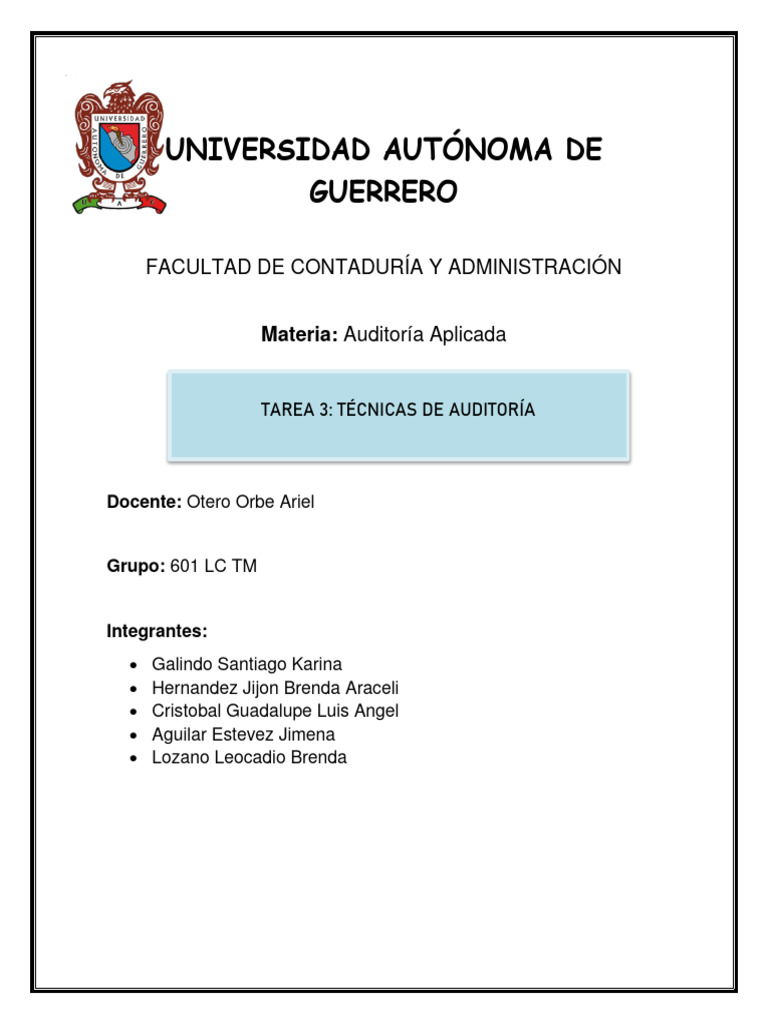Tarea 3. Técnicas de Auditoria | PDF | Auditoría | Contador