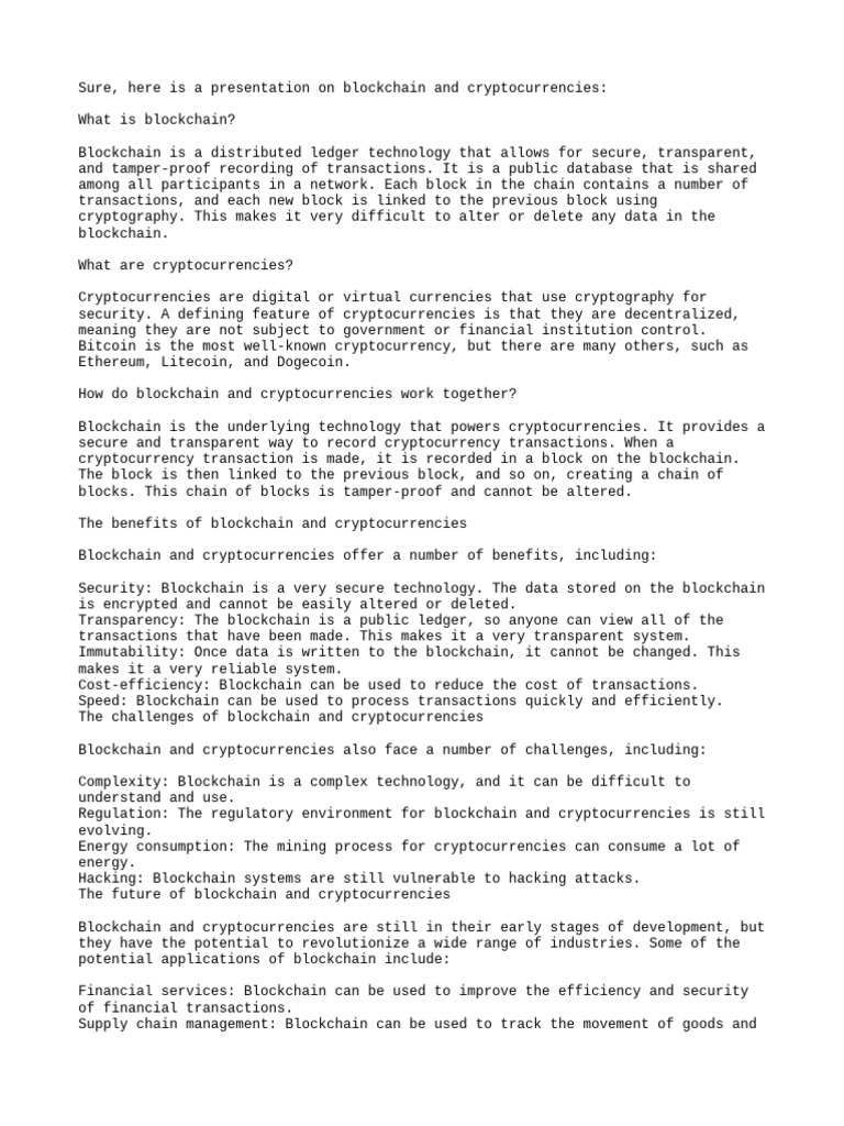 Blockchain and Cryptocurrency Overview | PDF | Cryptocurrency ...