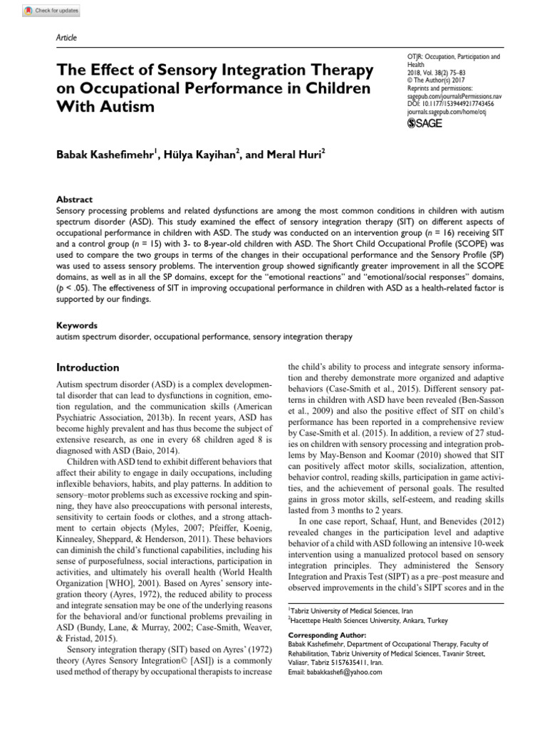Impact of Sensory Integration Therapy on ASD | PDF | Autism Spectrum ...
