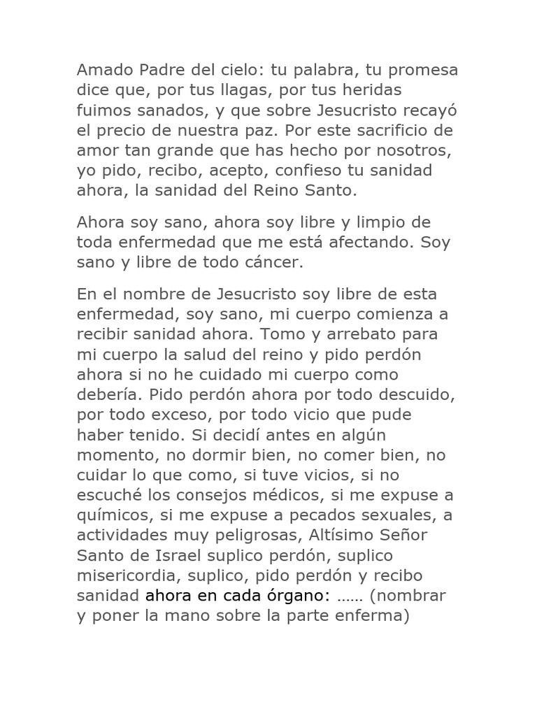 Oración de Sanidad y Liberación | PDF