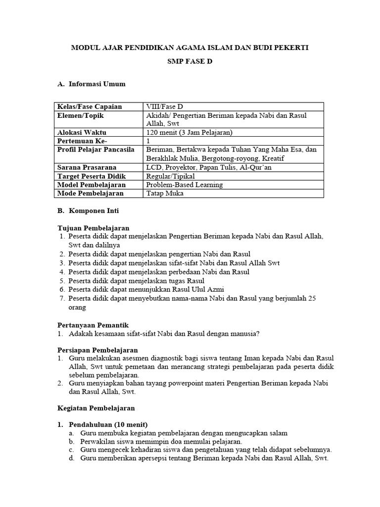 Modul Ajar PAI Kelas 7 Bab 7 Semester 2 | PDF