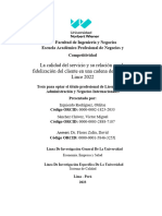 La Calidad Del Servicio y Su Relación Con La Fidelización Del Cliente en Una Cadena de Pollerías, Lince 2022