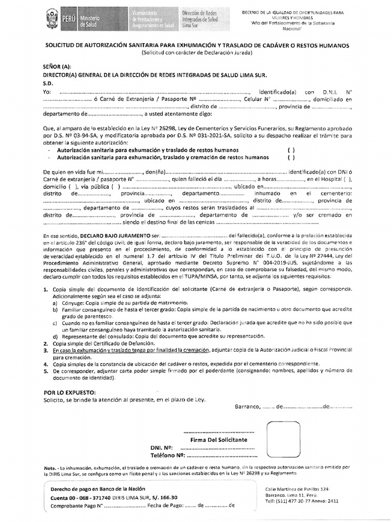 Solicitud de Exhumación | PDF