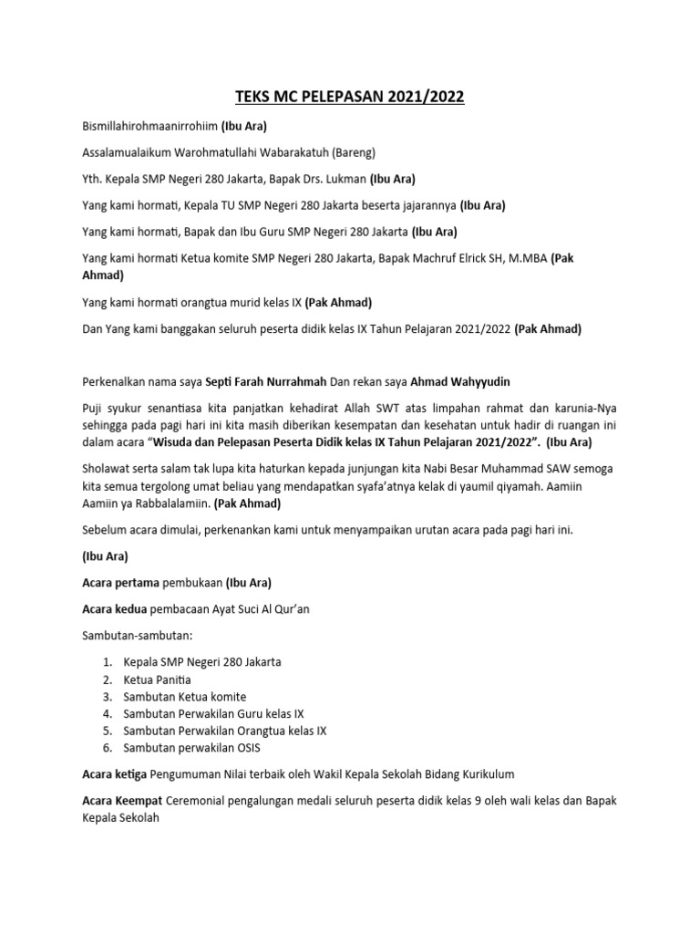 Teks Mc Perpisahan Pdf