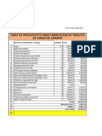 Tabla de Presupuesto para Traileta de Carga de Ganado