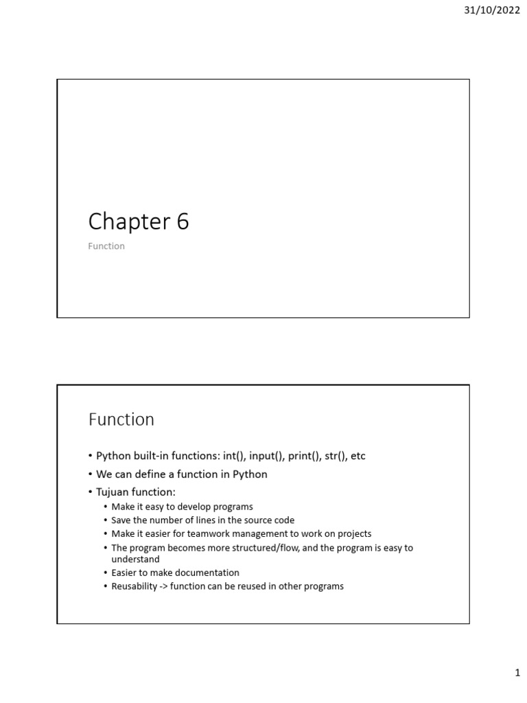 Chapter 6 - Function | PDF | Variable (Computer Science) | Scope ...