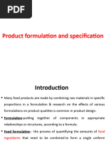 Product Formulation and Specification