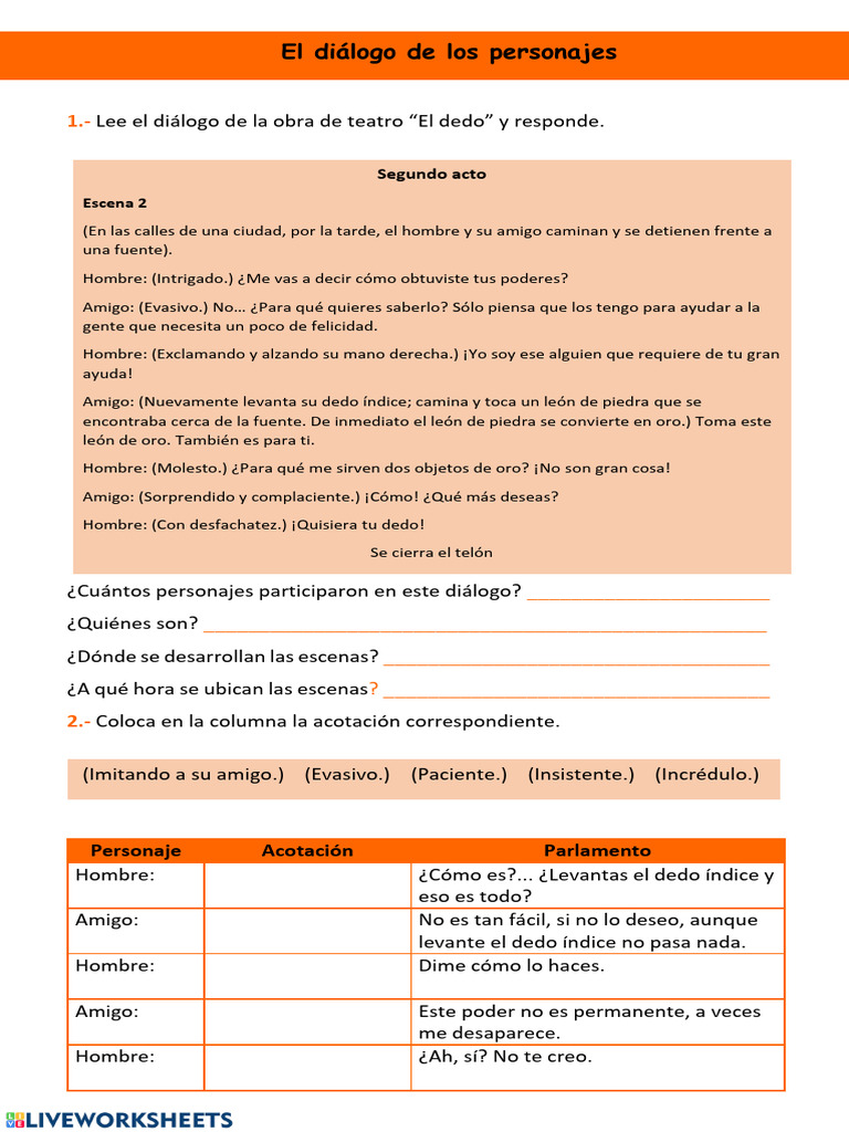 El Teatro - Dialogo de Los Personajes | PDF