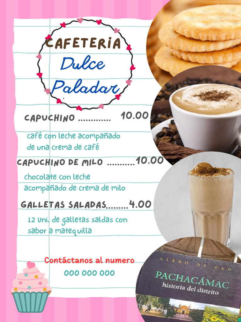 Menú Cafetería Moderno Rosa | PDF