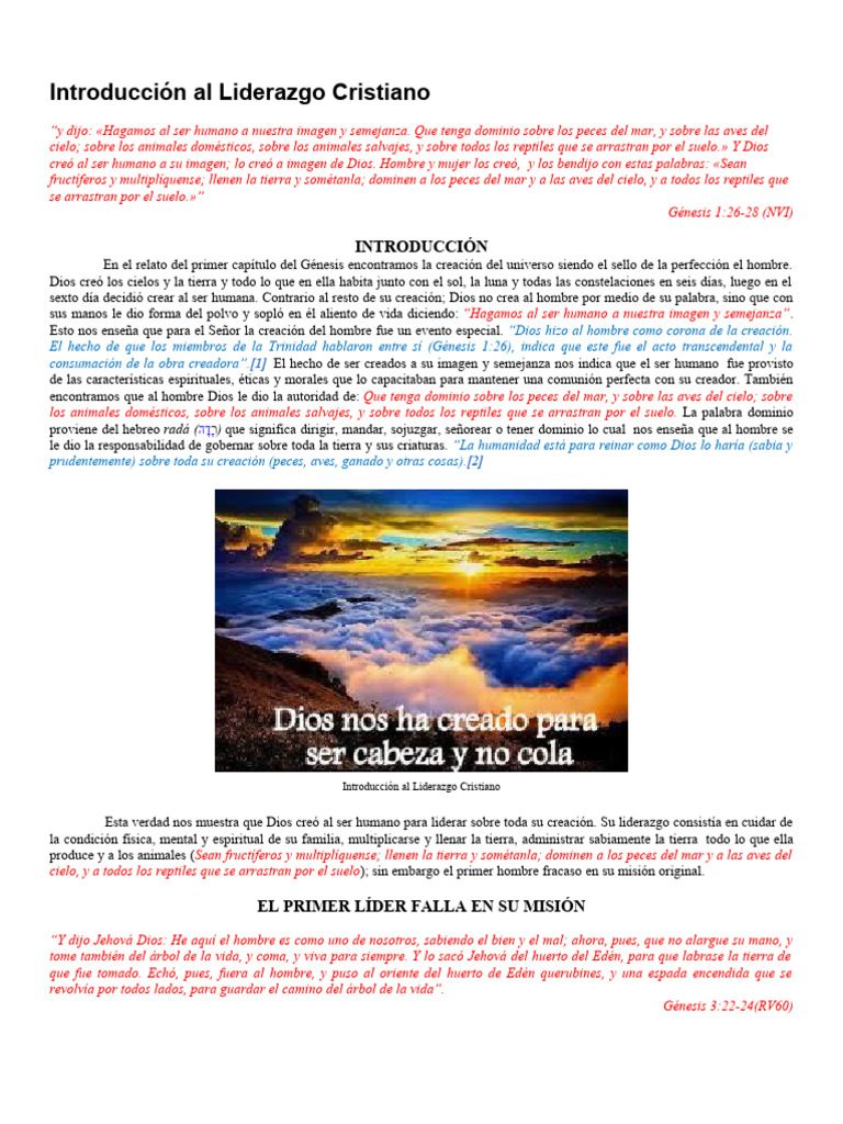Liderazgo Cristiano y la Creación Humana | PDF | Noé | Cristo (título)