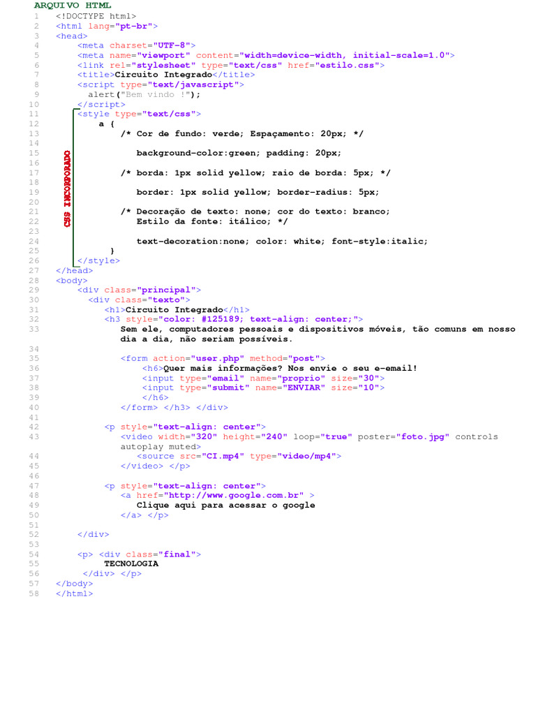 Resposta Do Exercício 3 HTML CSS JS | PDF