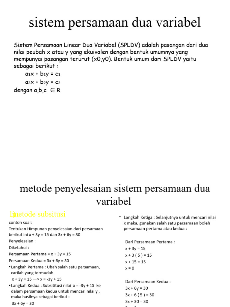 Metode Penyelesaian SPLDV dan SPLTV | PDF