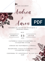 Invitación de Boda Vertical Matrimonio Floral Rojo Vino