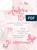 Tarjeta de Invitación 15 Años Ilustrada Mariposas Rosa y Blanco