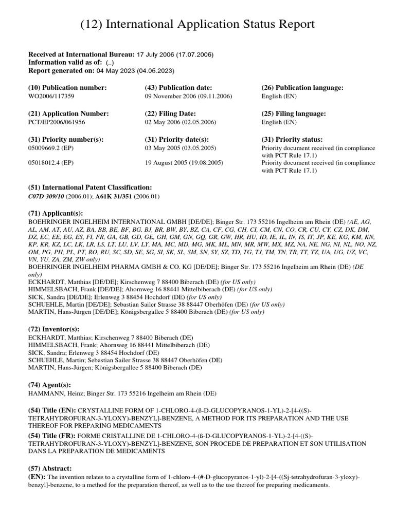 International Patent Application Status Report | PDF | Property Law ...