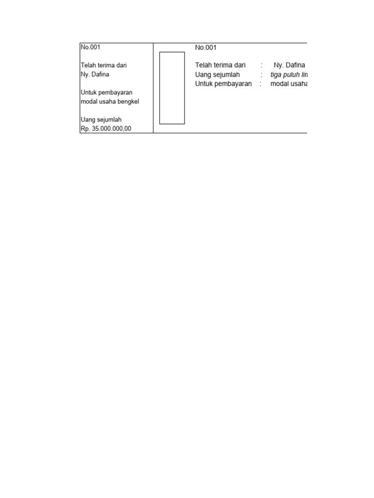 Nota Pembayaran Modal Usaha Salon | PDF