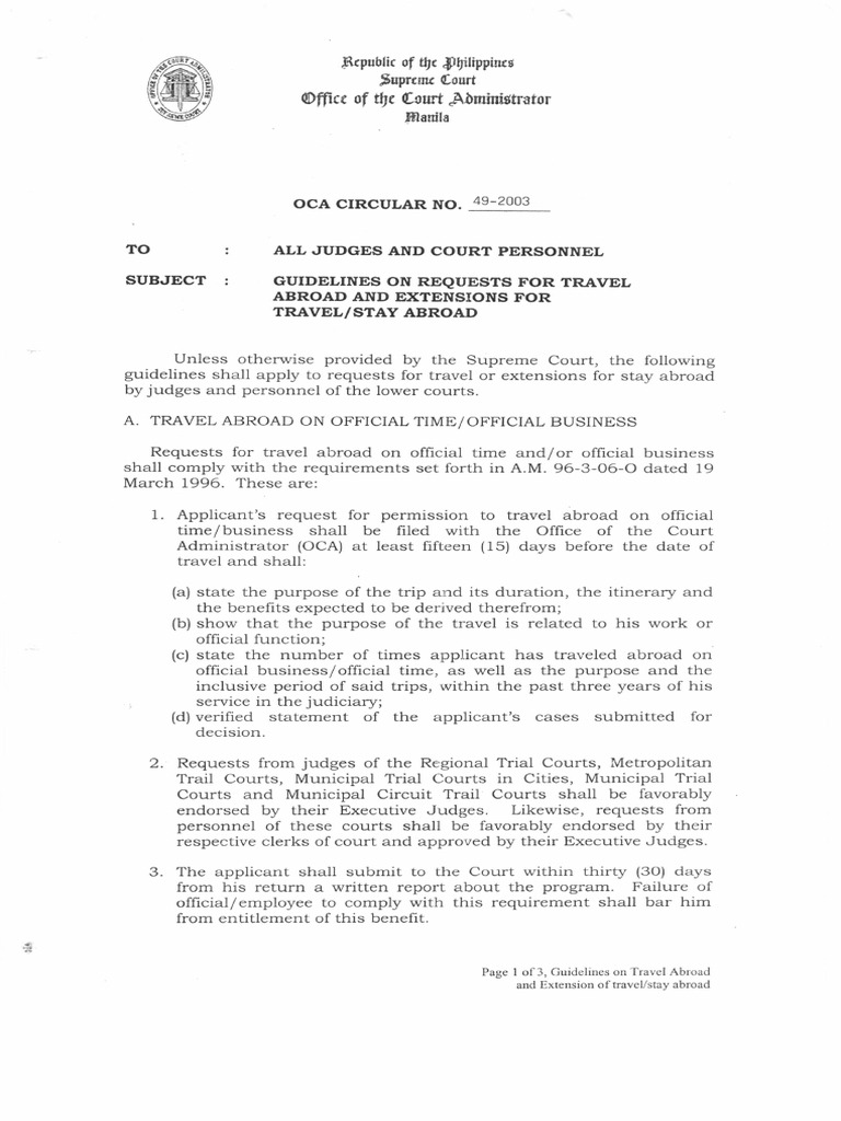 OCA Circular No 49 2003 PDF Judge Supreme Court Of The United States