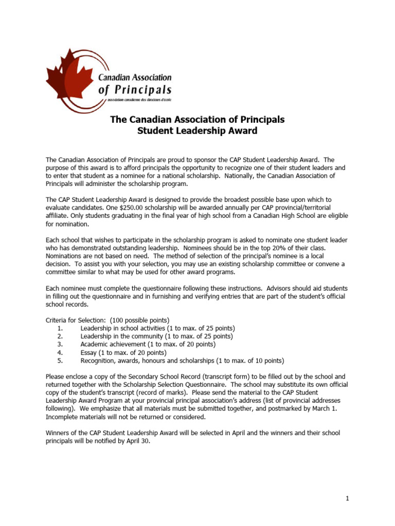 Student Leadership Application Form 2020 2021 Version | PDF