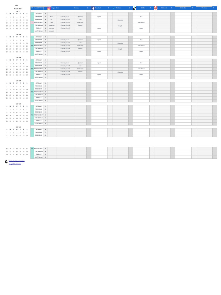 2023 Social Media Content Calendar | PDF | Computer Mediated ...