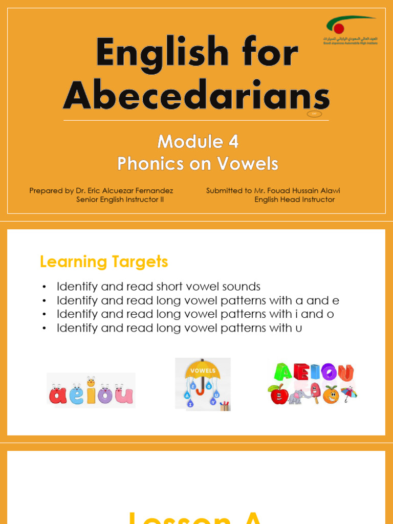 English For Abecedarian Module 4 - ES | PDF | Vowel | Letter Case