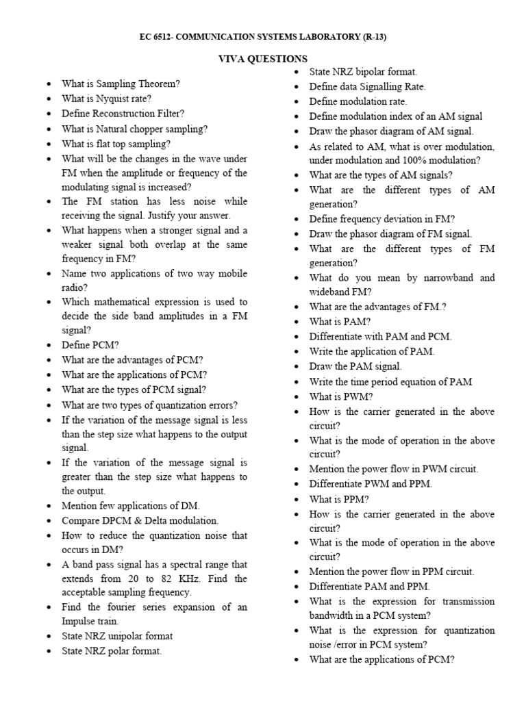 Viva Questions CS Lab Descargar gratis PDF Frequency Modulation